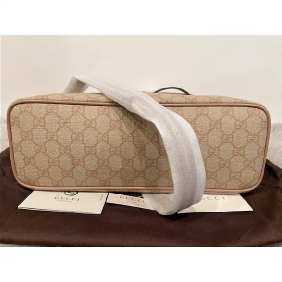 Gucci Nude Supreme Canvas w/ zip beige leather tote - Picture 8 of 16